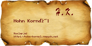 Hohn Kornél névjegykártya