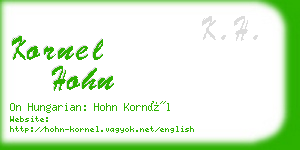 kornel hohn business card